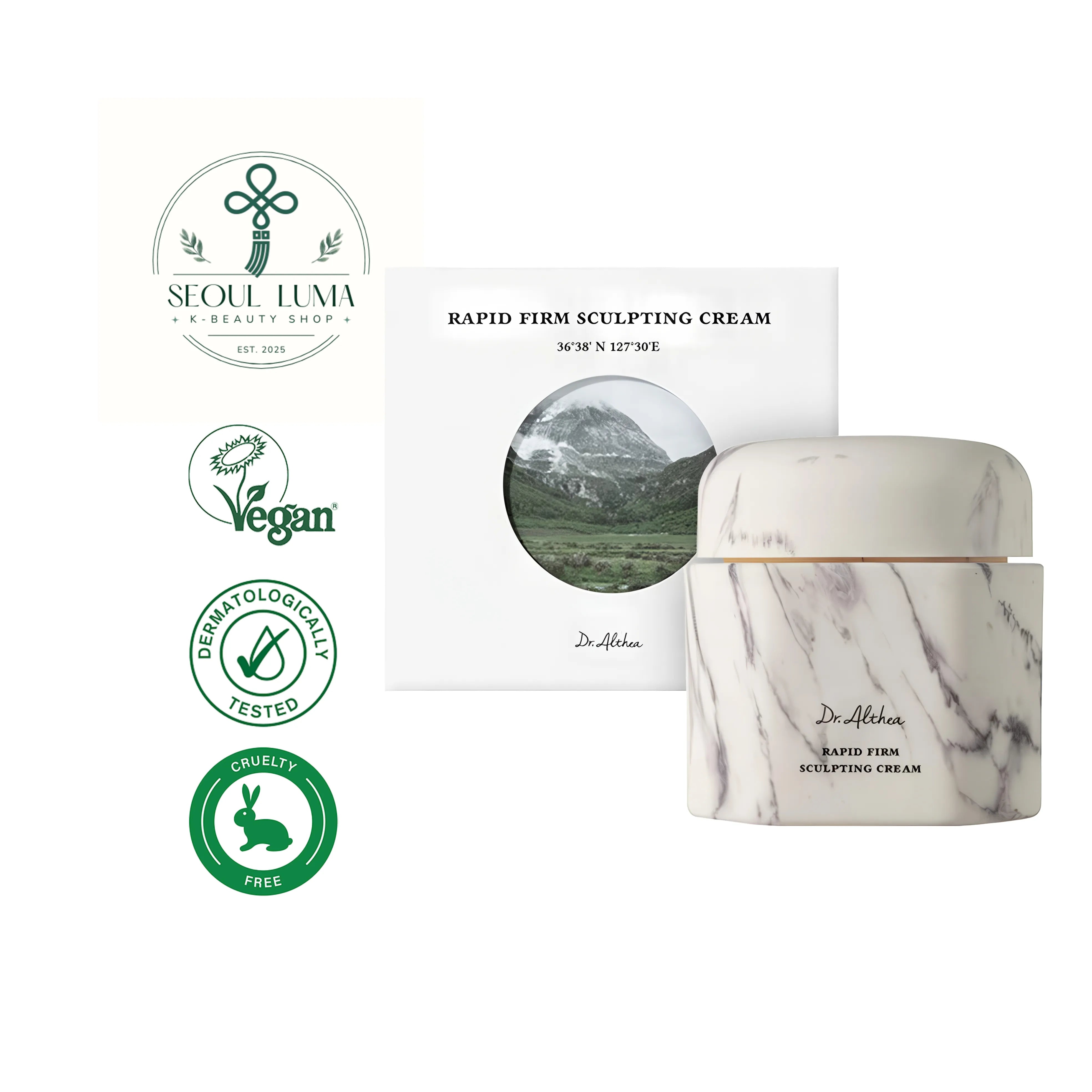 DR. ALTHEA Rapid Firm Sculpting Cream with Korean edelweiss extract, salmon egg peptides, and 6-type hyaluronic acid for anti-aging and firming